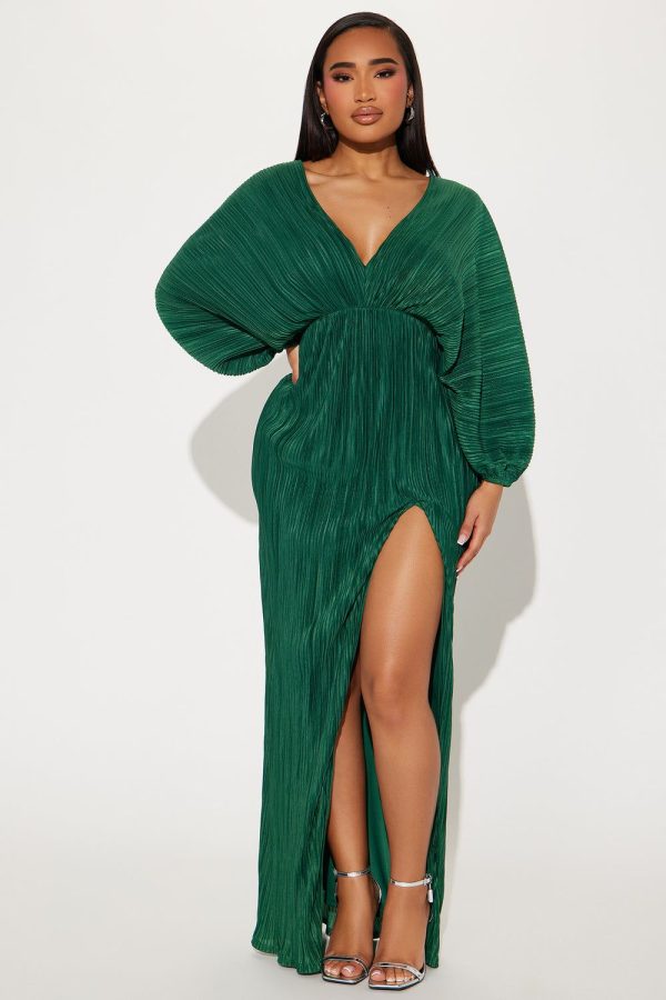 Paloma Pleated Maxi Dress - Hunter | Fashion Nova