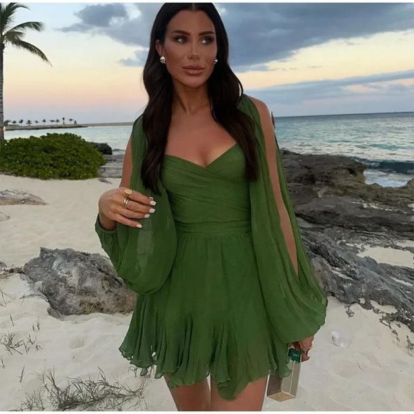Womens Sexy Solid Mini Dress