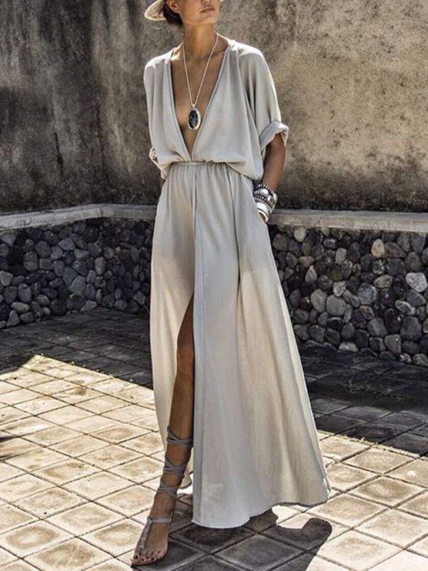 Stylish Temperament Commute Women's Deep Half Sleeve Dress