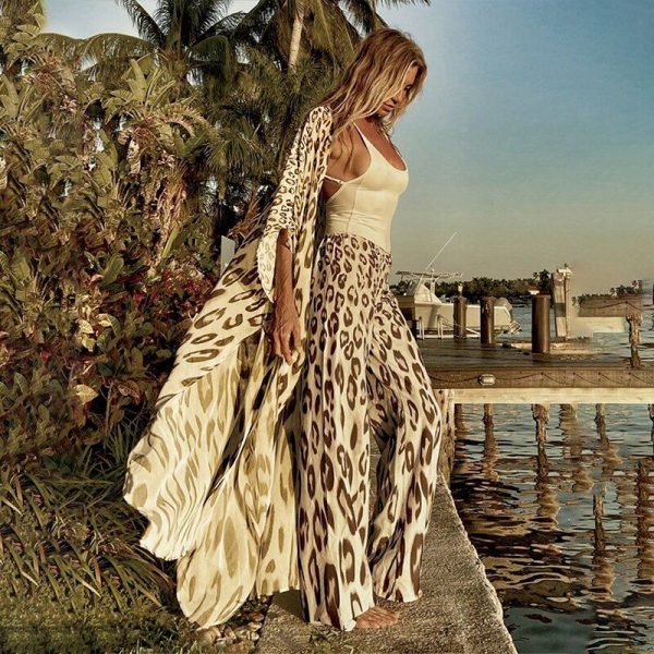Zingj Striped White Chiffon Tunic Long Kimono Plus Size Sexy Beach Wear Summer Clothing For Women Tops and Blouses Shirts A790 A924-L