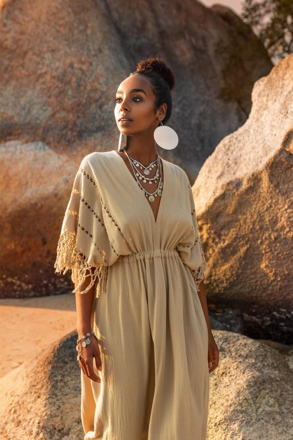 Creamy Sage Goddess Dress • Bohemian One-size Maternity Kaftan • Organic Adjustable Handwoven • Natural Relaxed Fit - Etsy