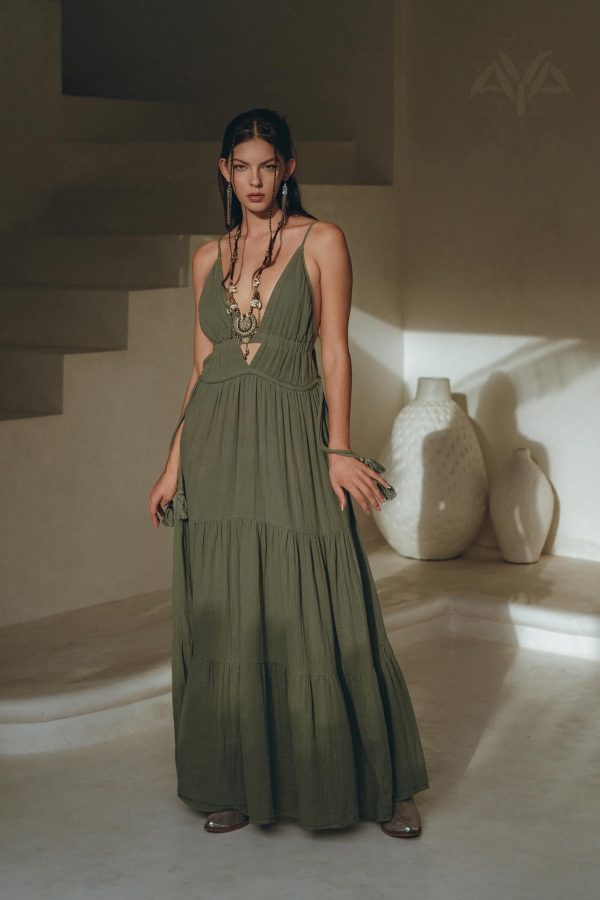 Boho Multiway Dress • Fresh Sage Colour Dress • Beach Adjustable Dress - M