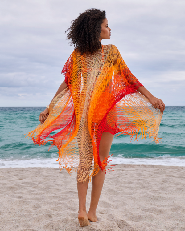 Metallic Fringe Coverup - /OrangeGold | Boston Proper