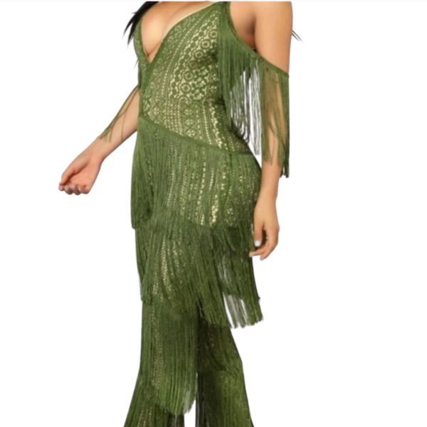 Banjul Pants & Jumpsuits | Banjul Black / Cream Fitted Fringe Jumpsuit Fully Lined Boho Festival Sz L - Euc | Color: Black | Size: L