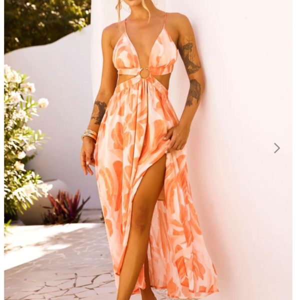 Sage + Paige Dresses | Sage + Paige Forest Favors Maxi Dress | Color: Orange/White | Size: Xs