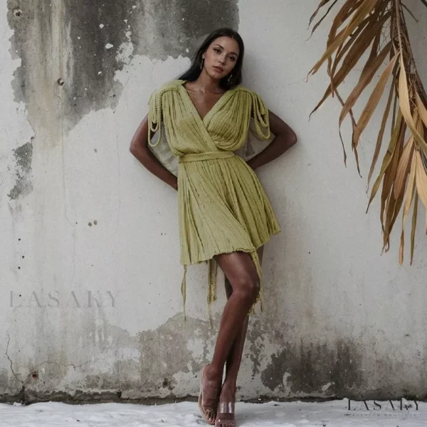 Lasaky - Sensual Waist Cord Embellishes Figure-Hugging Skirt - Matcha Green, ONE-SIZE
