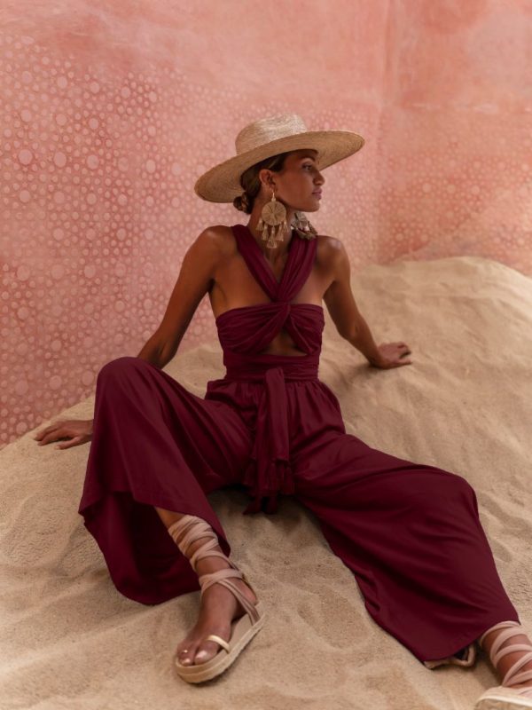 SOPHIA JUMPSUIT - MAROON / S/M