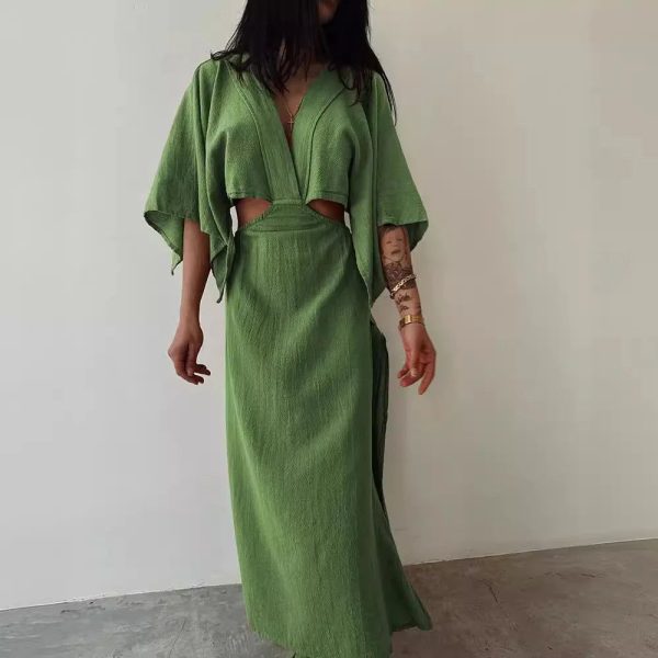 Island Kisses Batwing Dress - green / XL
