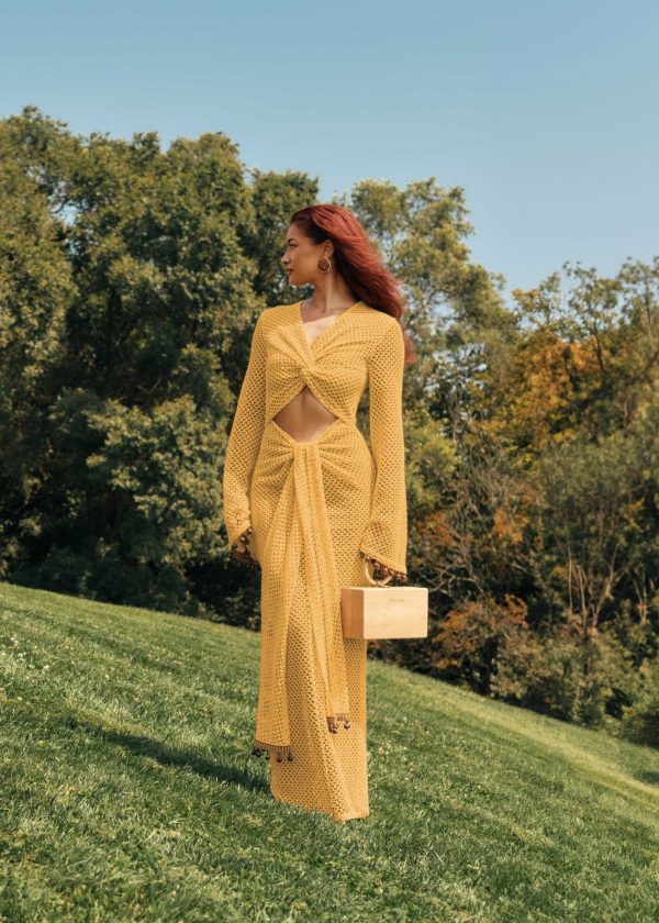 TERI CROCHET DRESS - MUSTARD - XXL