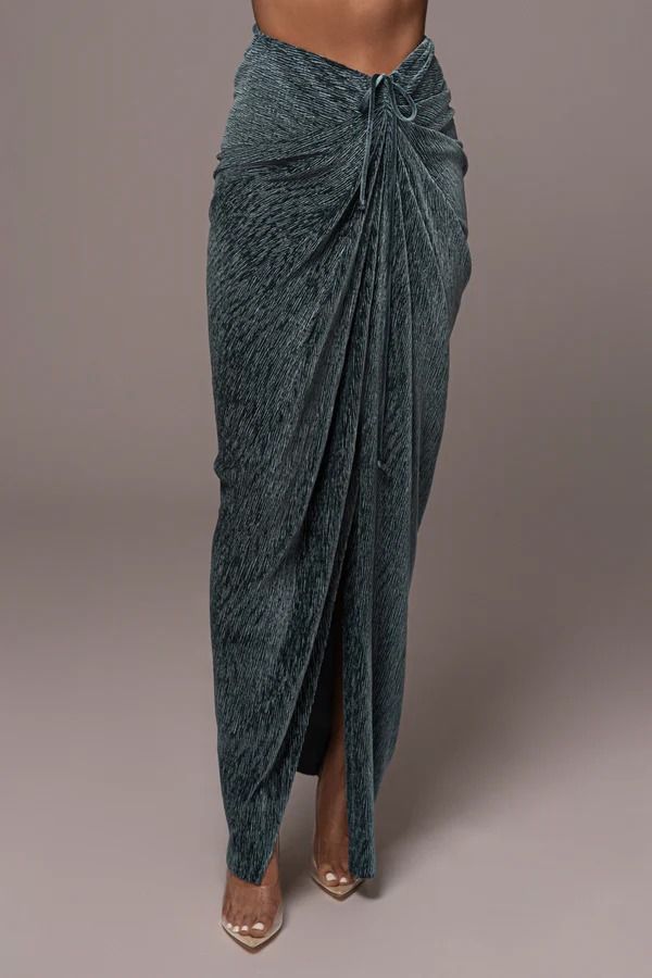 Teal Chosen One Velvet Skirt Set