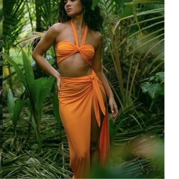 Rat & Boa Skirts | Bnwt Rat & Boa Orange Skirt Set (Oriana Skirt & Zeta Top) Sz Xs | Color: Orange | Size: Xs