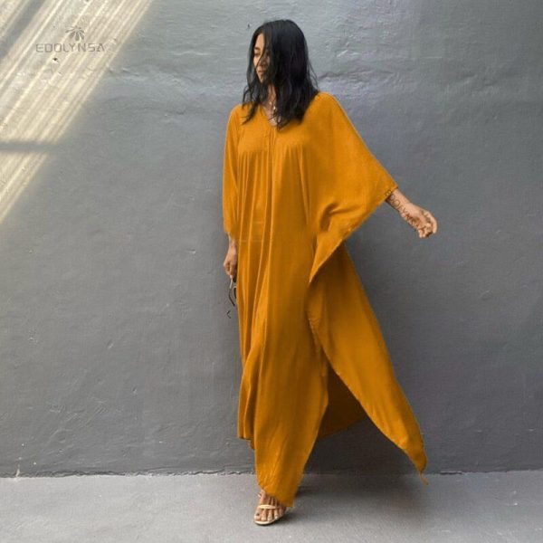 Zingj Strapless Criss Cross Slim Party Dress Off Shoulder Women Long Dress 2022 Autumn Lantern Sleeve Backless Maxi Dress A1042 Orange-One Size