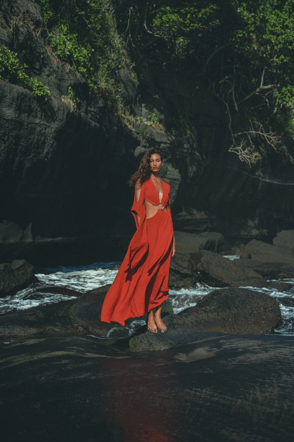 Dark Red Organic Wedding Boho Dress for Women by AYA Sacred Wear - AYA Sacred Wear