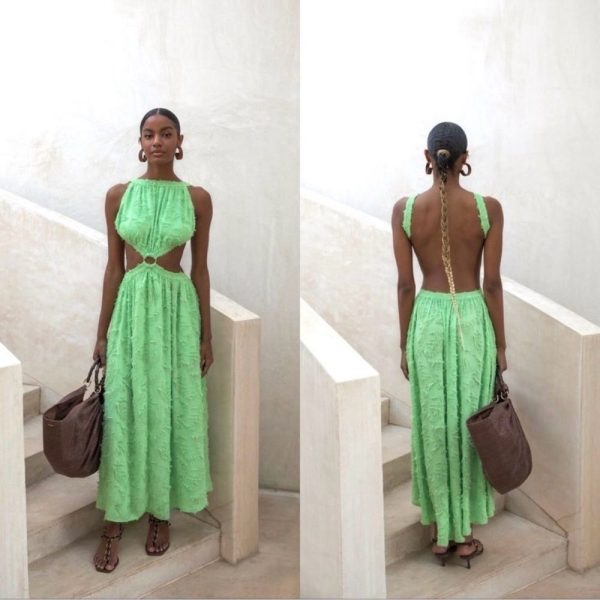 Cult Gaia Dresses | Cult Gaia Theia Cut Out Maxi Dress Green Medium Textured Summer Cocktail Party | Color: Green | Size: M