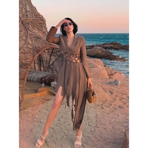 Cult Gaia Dresses | Nwt $1500 Cult Gaia Xl Elana Asymmetrical Midi Dress Affogato - Brownish Green | Color: Brown | Size: Xl