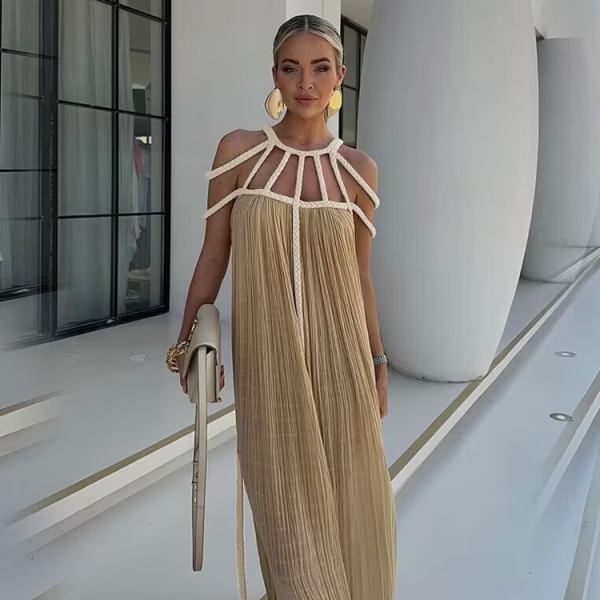 Off Shoulder Halter Maxi Dress