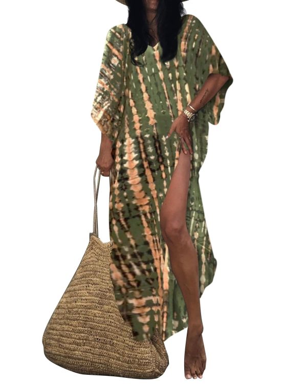 Bsubseach Kaftan Dresses for Women 2025 Plus Size Swimsuit Cover Up Tie Dye Caftan Maxi Dress Loungewear