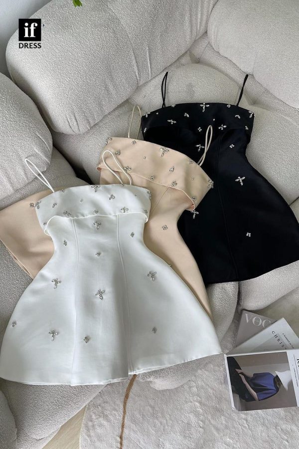 F1582 - Simple/Casual Straps A-Line Beads Sleeveless Cute Cocktail Hom – ifdress.com