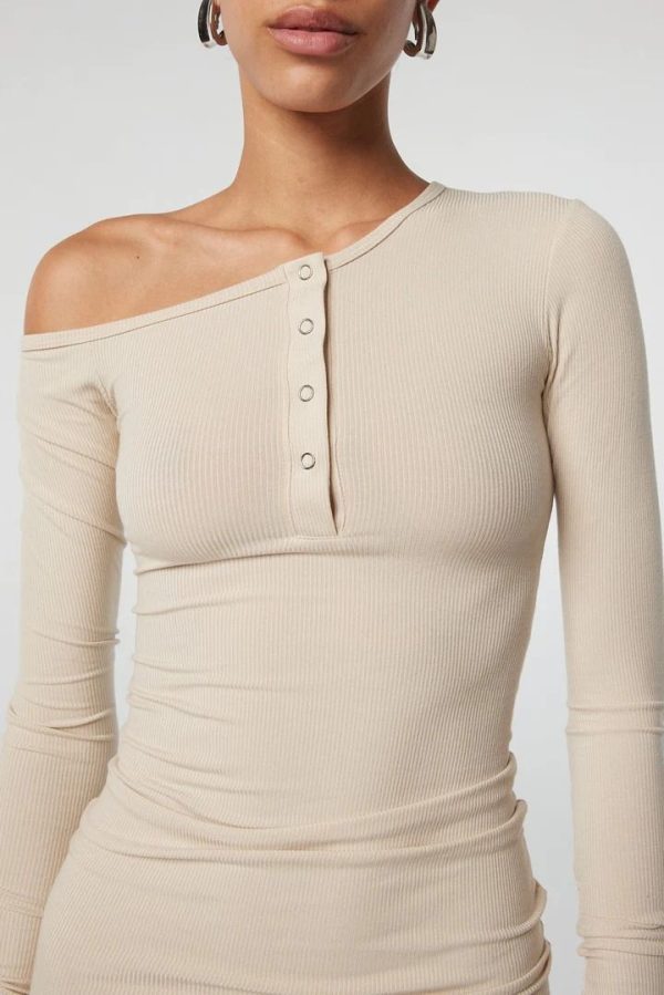 Rori Off-The-Shoulder Henley Mini Dress | The Line by K