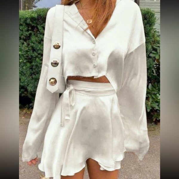 Elegant Cream Skirt Set | Color: Cream | Size: L