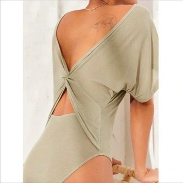 Free People Tops | Free People Martini With A Twist Bodysuit Green | Color: Green | Size: S