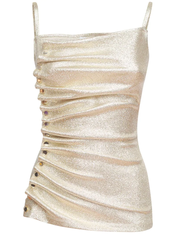 Ruched stretch lurex jersey top - Rabanne - Women  | Luisaviaroma