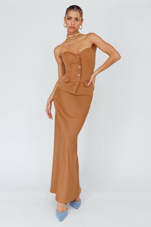 Valencia Strapless Bustier Top Mocha - S