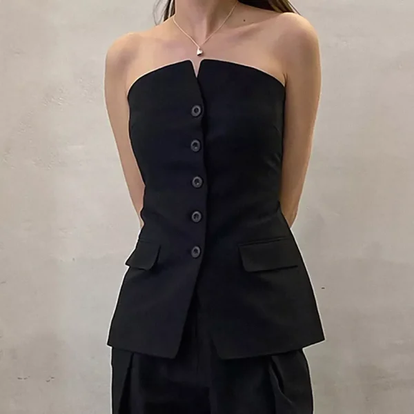 Lasaky - Chic Backless Blouse with Lustrous Shoulders