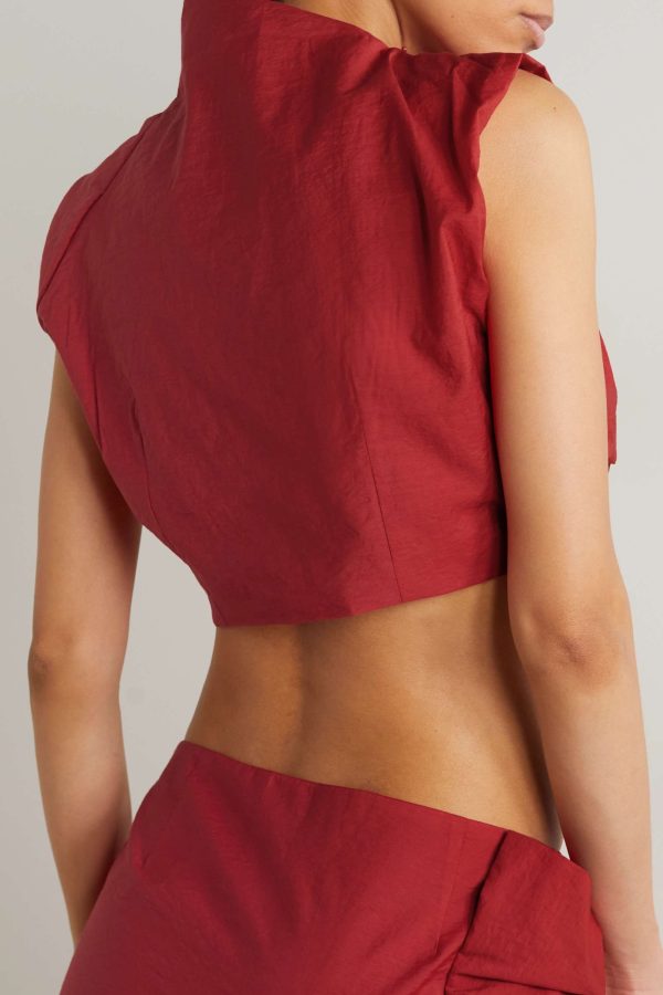 ACNE STUDIOS Cropped draped cotton-blend poplin top