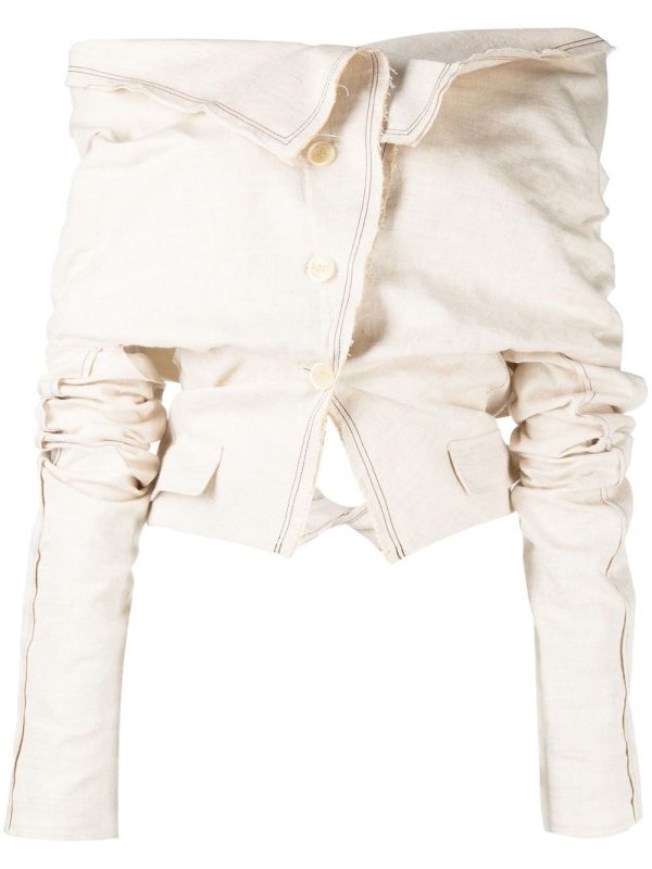 Jacquemus Camargue scrunched blouse - Brown