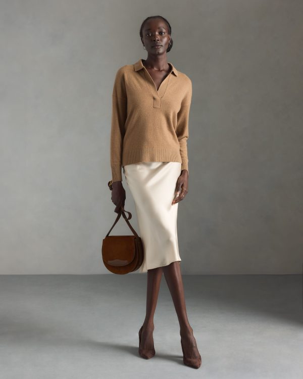 Quince | Women's 100% Washable Silk Skirt in Champagne, Size X-Large, Silk