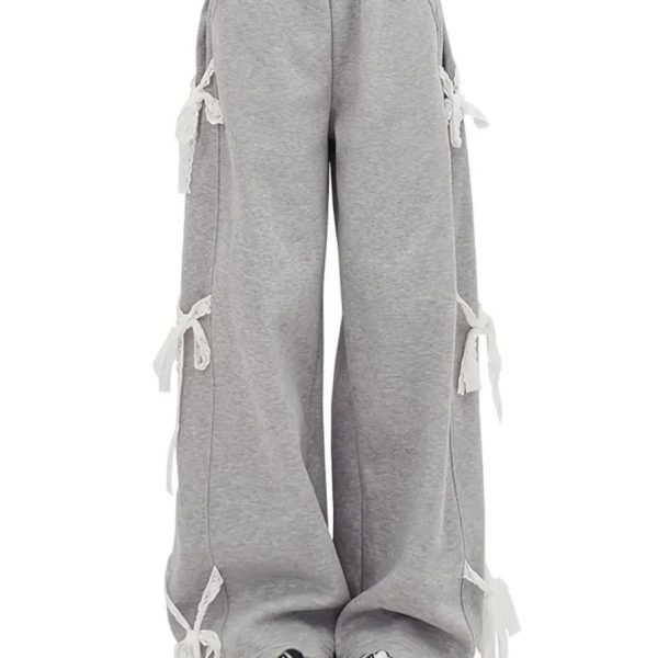 Gray Bottoms With Lace Accents | Color: Gray/White | Size: Various