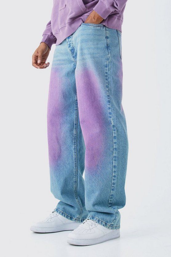 Baggy Rigid Pink Tint Jeans In Antique Blue | boohooMAN USA