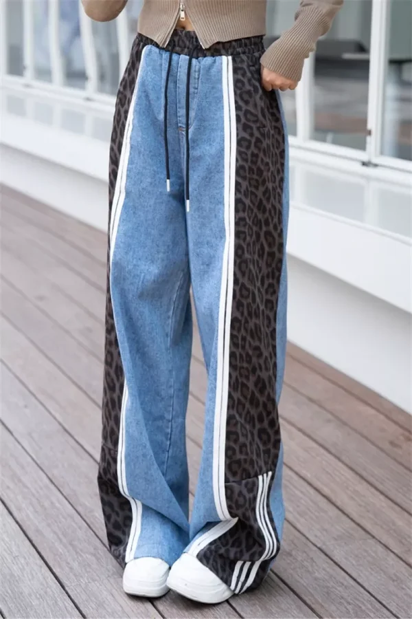 Lasaky - Modern Straight Leg Denim Jeans with Unique Stripe Pattern - Grey, One Size