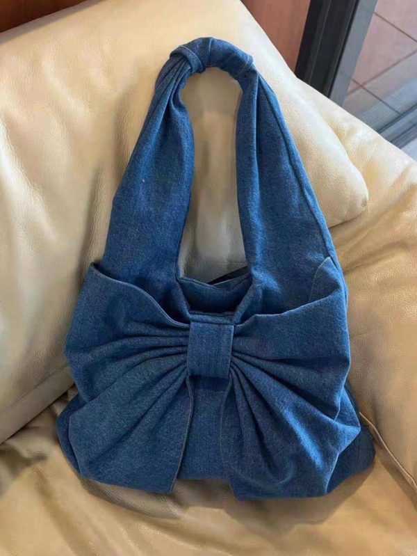 Korean Original Casual Fashion Versatile High-Quality Sweet & Exquisite Bow Decor Tote Bag, Suitable For Commuting, Shopping, Travel, Students Going To Class, Large Capacity Shoulder Bag