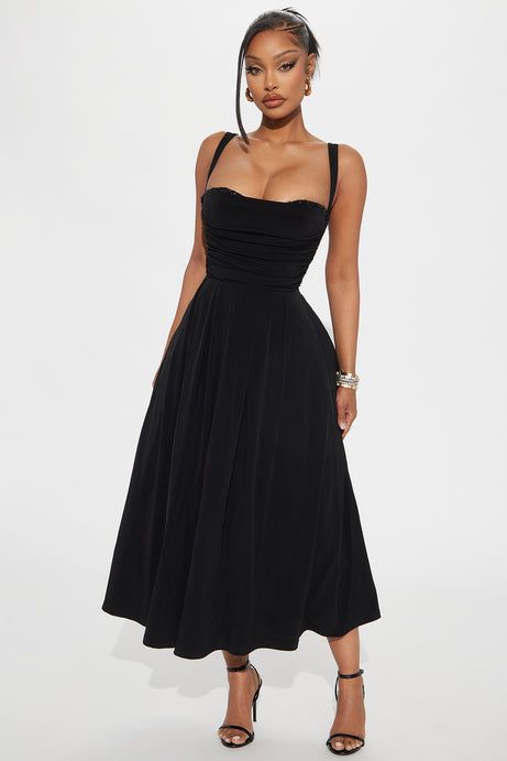 Genevieve Sequin Midi Dress - Black | Fashion Nova