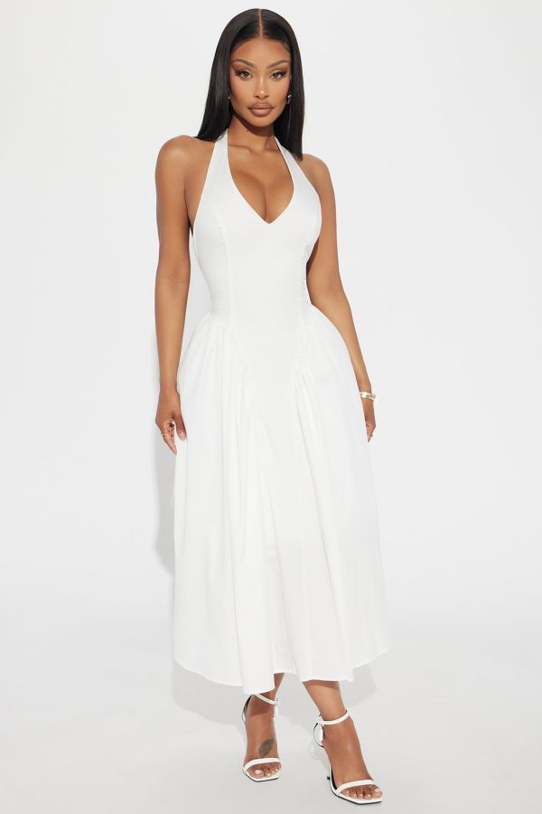 Women's Mara Corset Halter Midi Dress in White Size XS