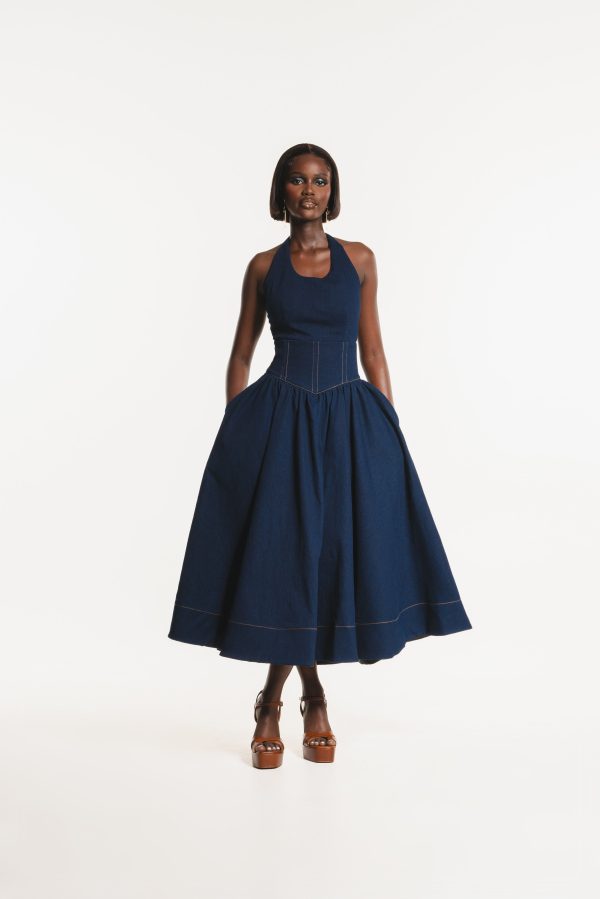 Women's Blue Diane Denim Midi Dress | Medium | Ofuure
