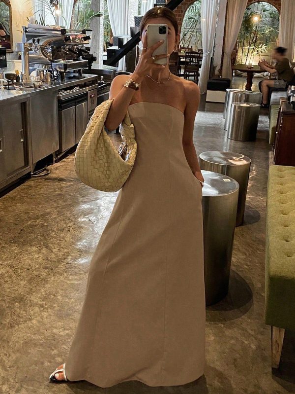 Solid Sleeveless Dress, Elegant Long Dress For Women, Suitable For Spring And Summer Vacation Sundress