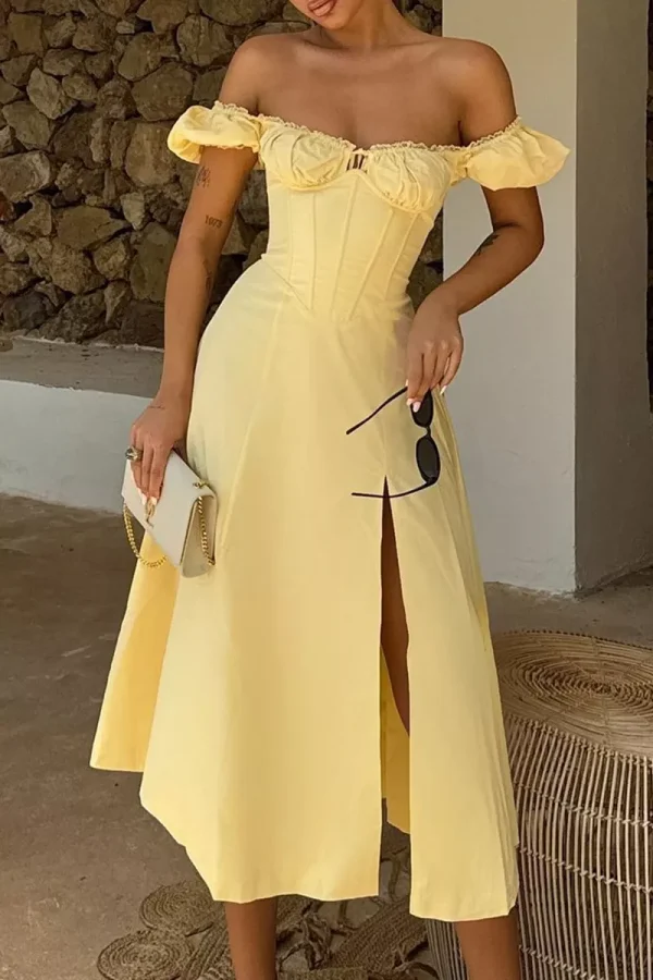 Lasaky - Fashionable A Line Maxi Dresses for Women on Vacation - Yellow, L