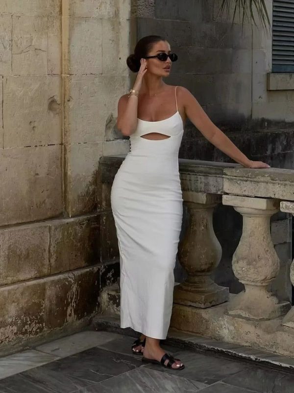 Evie Backless Sling Dress - White / M