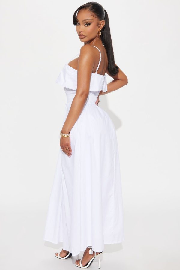 Christie Belted Poplin Midi Dress - Off White | Fashion Nova