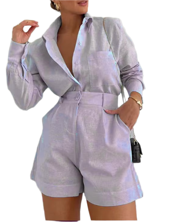 CADIE Long Sleeve Linen Bodycon Set - XS / LAVENDER