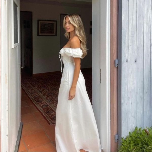 House Of Cb Dresses | House Of Cb Felizia White Print Puff Sleeve Sundress Xs | Color: White | Size: Xs