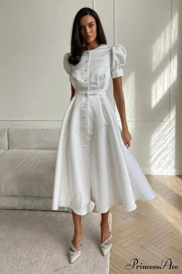 Button Front Stylish Midi Dress
