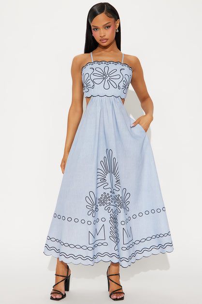Leila Denim Maxi Dress - Blue | Fashion Nova
