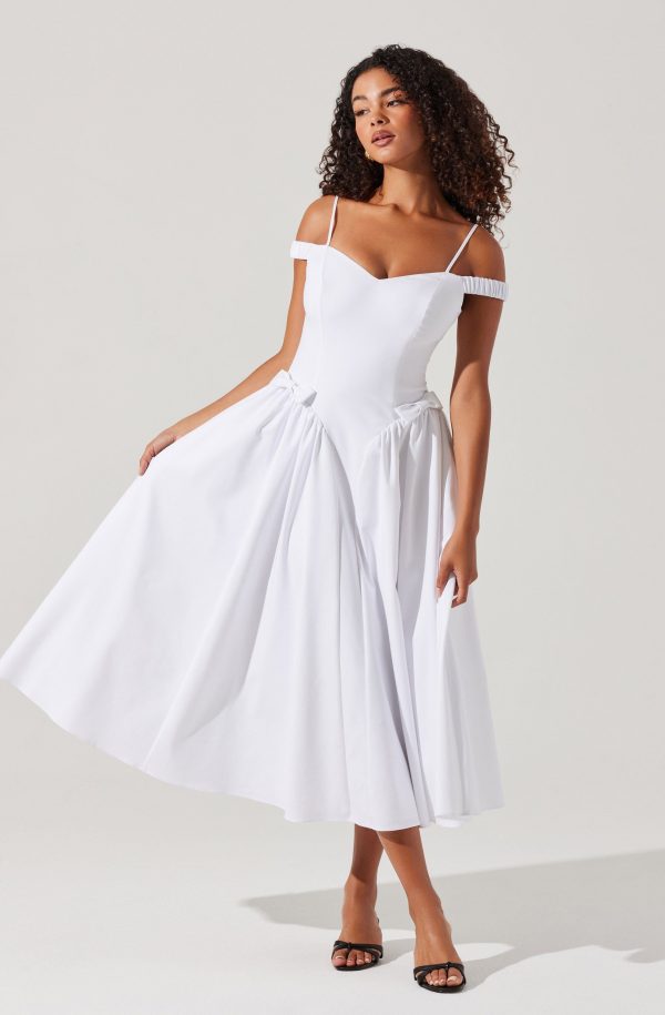 ASTR the Label | Elvinia Off Shoulder Midi Dress | Size L | White