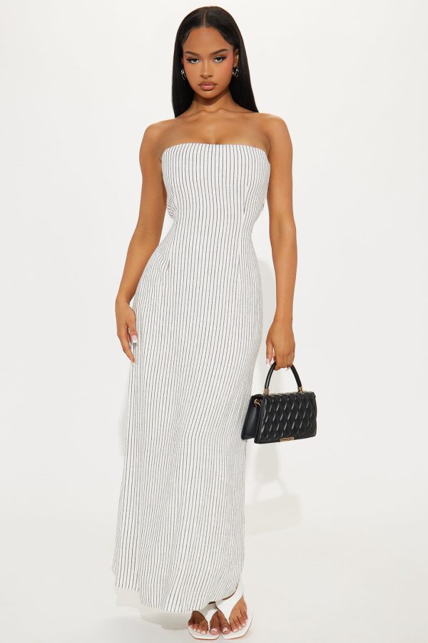 Women's Maisy Linen Maxi Dress Combo in Off White Size Medium