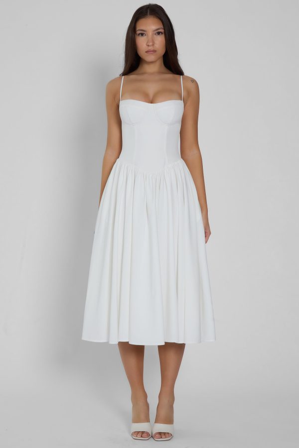 Ballerina Bustier Midi Dress - White - XL