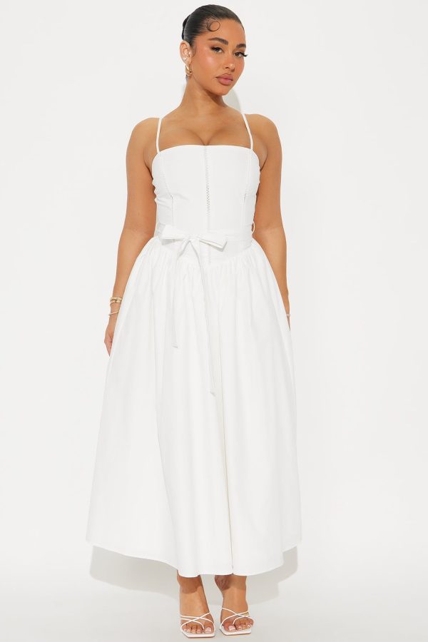 Women's Dutch Market Poplin Midi Dress in White Size XS